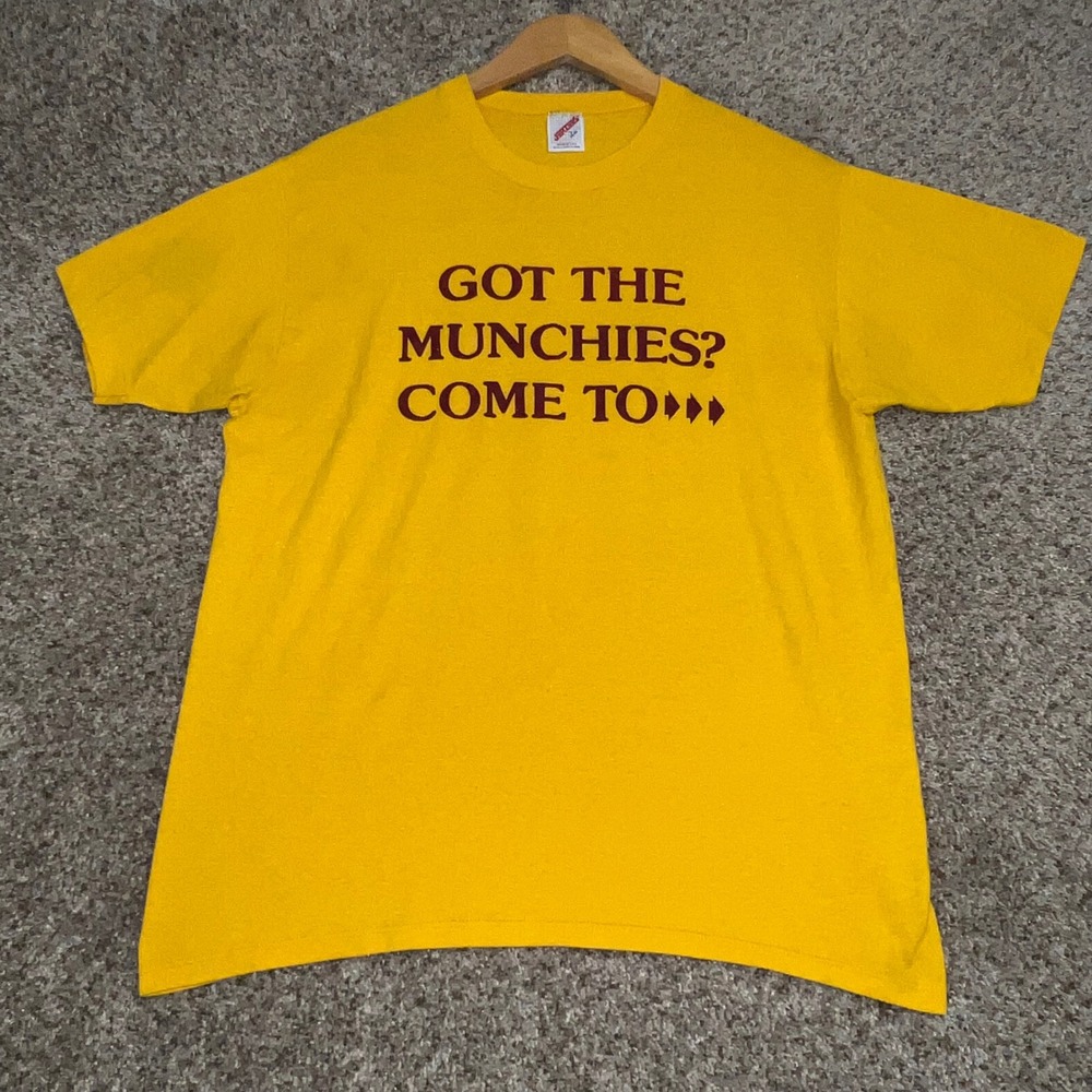 Vintage Jerzees The Munch Shoppe Daytona Beach Single Stitch T-Shirt Yellow L